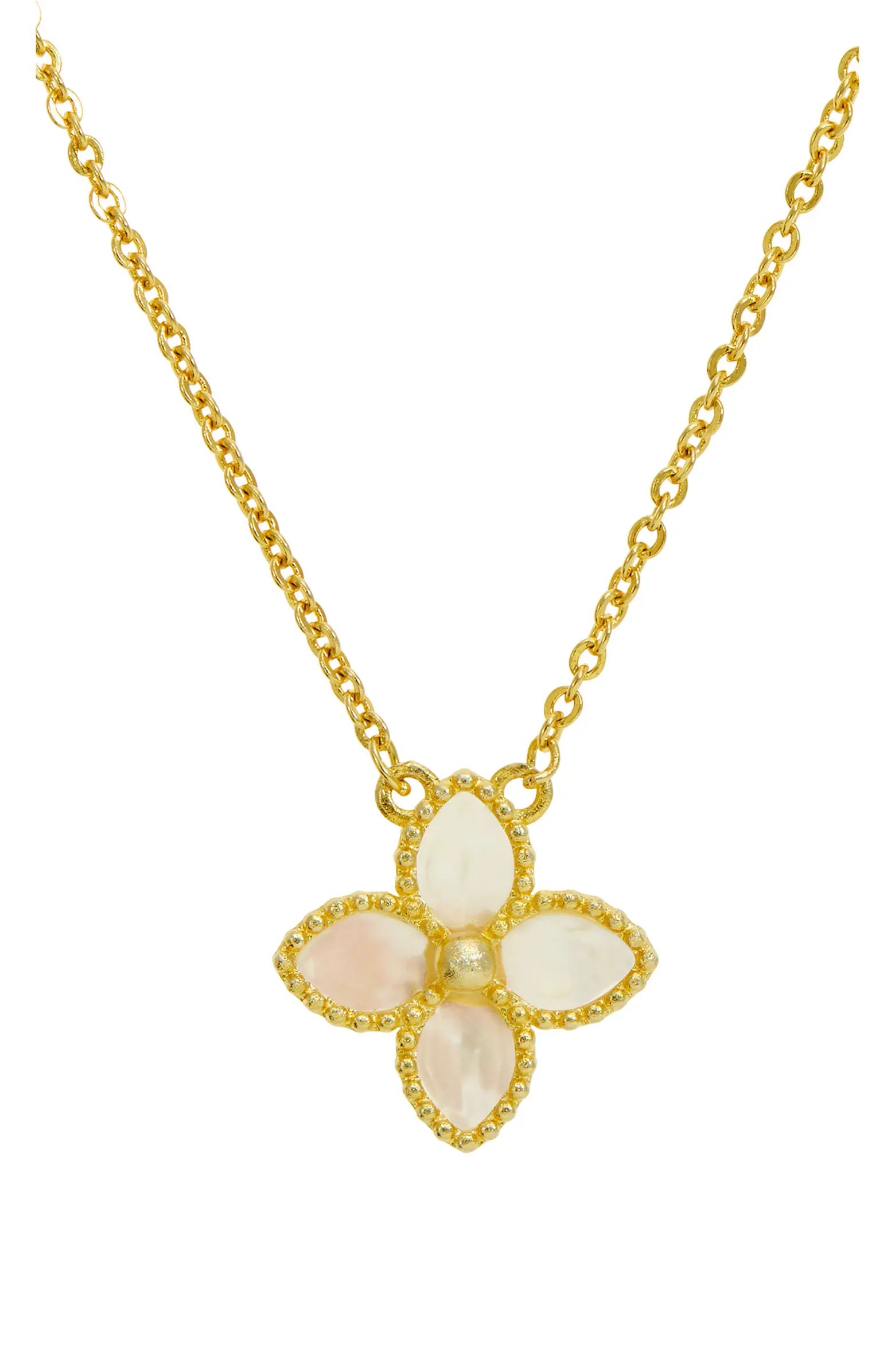 SAVVY CIE JEWELS Mother of Pearl Flower Pendant Necklace | Nordstromrack | Nordstrom Rack