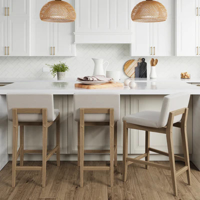 Wood Upholstered Counter Stool Light Brown | Nathan James