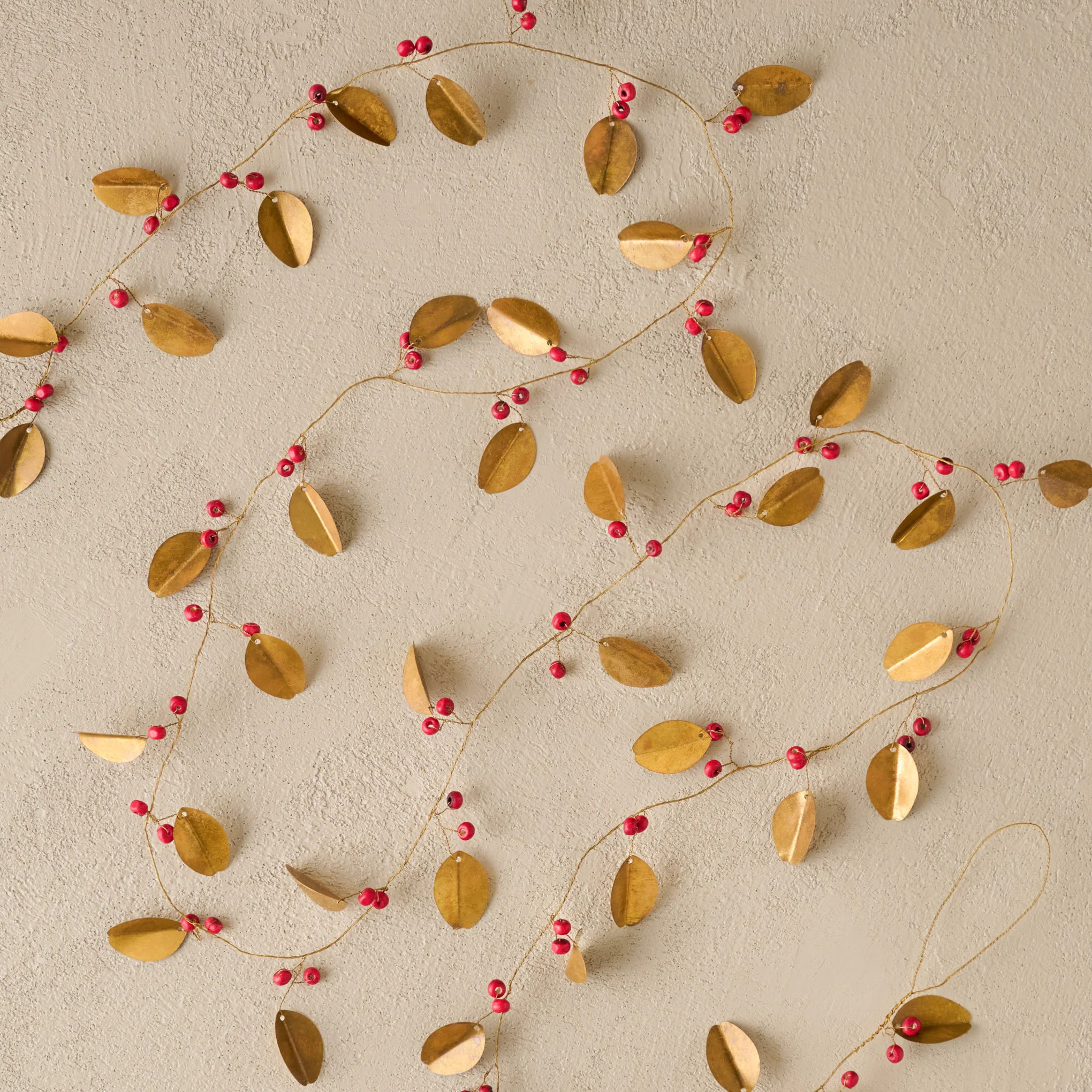 Brass Leaf + Red Berry Garland | Magnolia