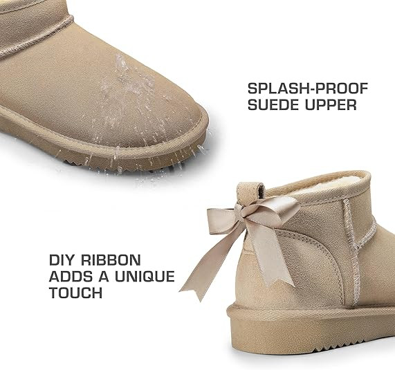 DREAM PAIRS Ankle Winter Mini Boots for Women Genuine Suede Faux Fur Lining Water Resistant Warm ... | Amazon (US)