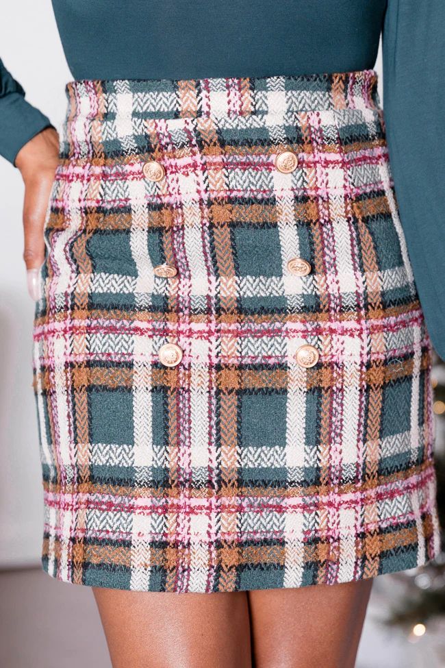 All Wrapped Up Green Plaid Mini Skirt | Pink Lily