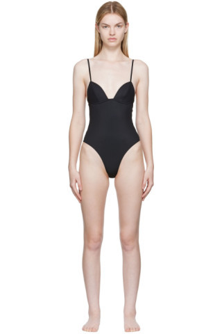 Black Cupped Nonwire Bodysuit | SSENSE