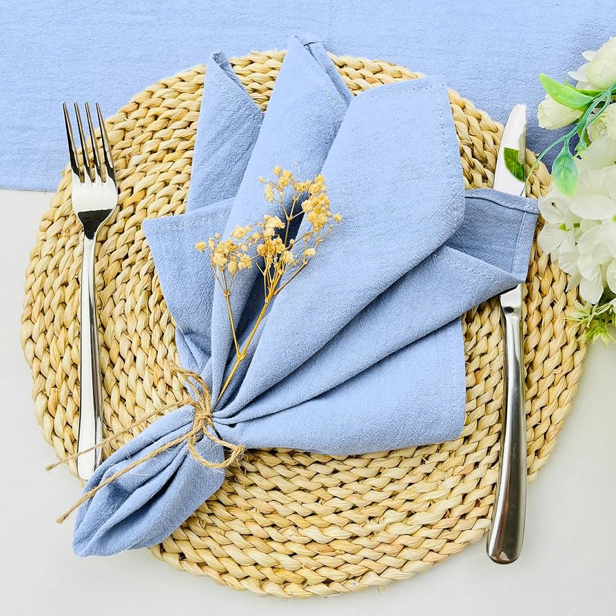 Cloth Napkins Set of 12,18x18 Inches Blue Cotton Blend Napkins Cloth Washable and Reusable for Di... | Amazon (US)