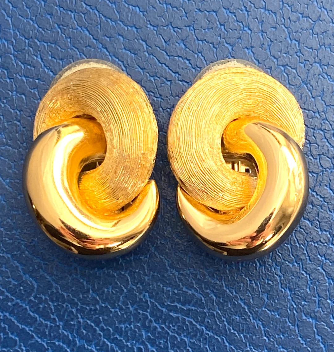 Christian Dior Vintage large interlock knock- Dior 1980's clip on earrings- French Designer gold ... | Etsy (US)