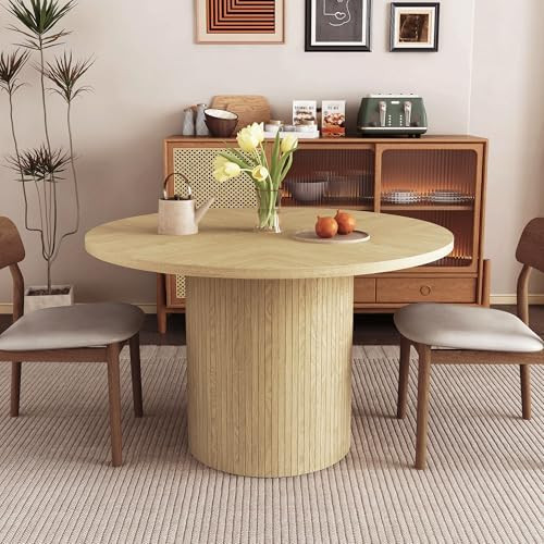 Round Dining Table for 4, Modern Farmhouse Kitchen Table, 47 Inch Small Circle Dining Tables with... | Amazon (US)