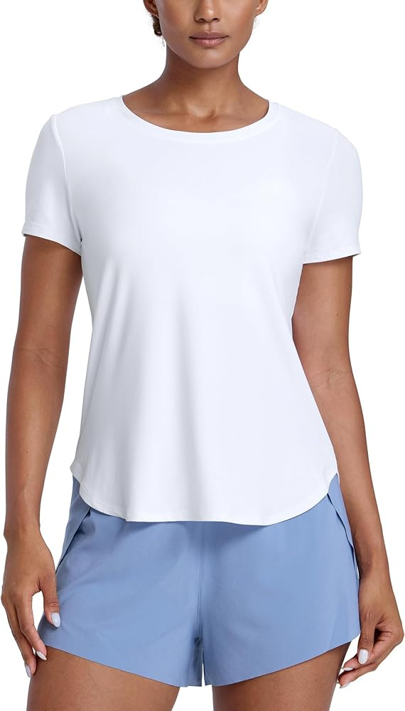 CRZ YOGA Cloudweight Workout Tops for Women Lightweight Athletic Short Sleeve Shirts Gym Running ... | Amazon (US)