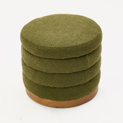 Moss Green Boucle Padded Stool 44x50cm | TK Maxx
