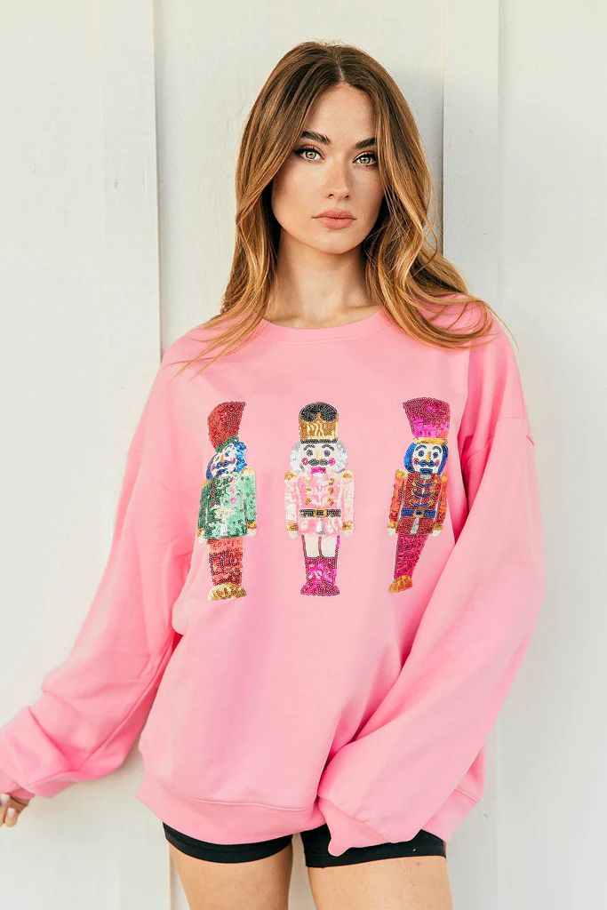NEW!! Sequin Nutcracker Sweatshirt in Pink | Glitzy Bella