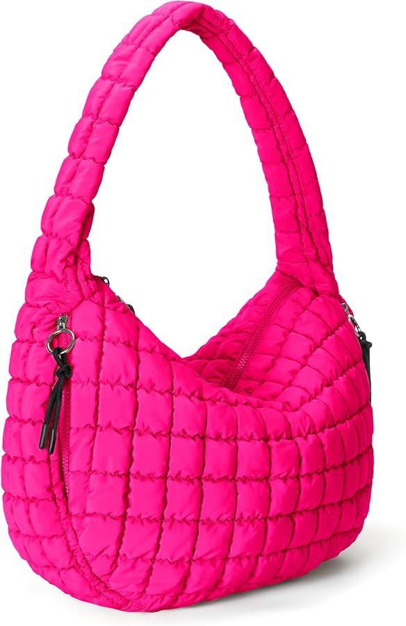 Hot Pink Quilted Carryall Tote Bag Puffy Large Quilting Cute Puffer Shoulder Bags Lightweight Qui... | Amazon (US)
