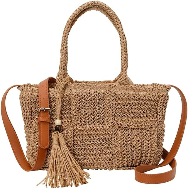 Summer Wicker Crossbody Purse Large Capacity Handwoven Beach Purse Adjustable Shoulder Strap for ... | Amazon (US)