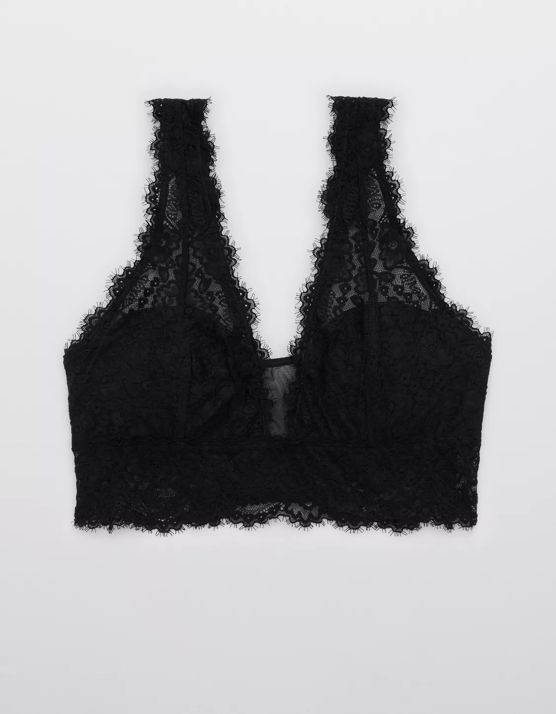 Aerie Eyelash Lace Padded Plunge Bralette | Aerie
