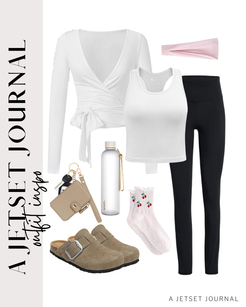 The first sporty fit in this collection is the combination of the SweatyRocks pilates wrap top layered on top of this racerback tank top. You can pair it with SINOPHANT high-waisted leggings and Project Cloud Slip-on Clogs. You can carry this M-Plateau keychain wallet, too!

#LTKSeasonal #LTKSaleAlert #LTKTravel
 

 
