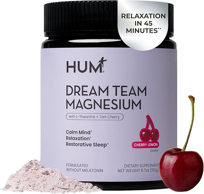 Hum Nutrition Dream Team Magnesium Bisglycinate Powder, L Theanine & Tart Cherry Magnesium Supple... | Amazon (US)