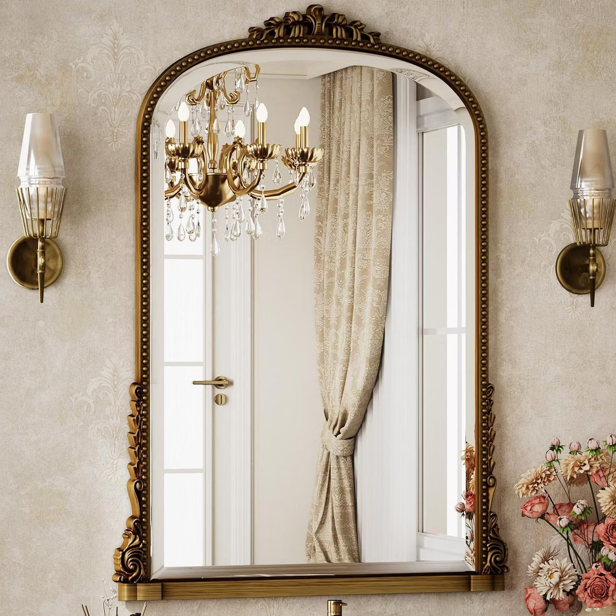 BEAUTYPEAK Arched Vintage Baroque Bathroom Vanity Mirrors | Target