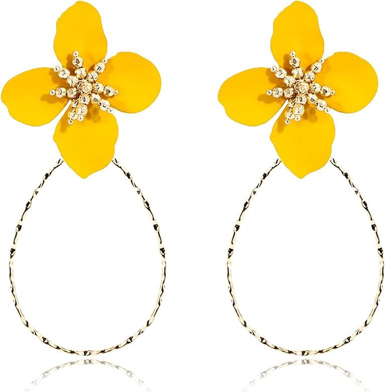 Chamqueen Faux Flower Dangle Earrings Jewelry Women and Girls | Amazon (US)