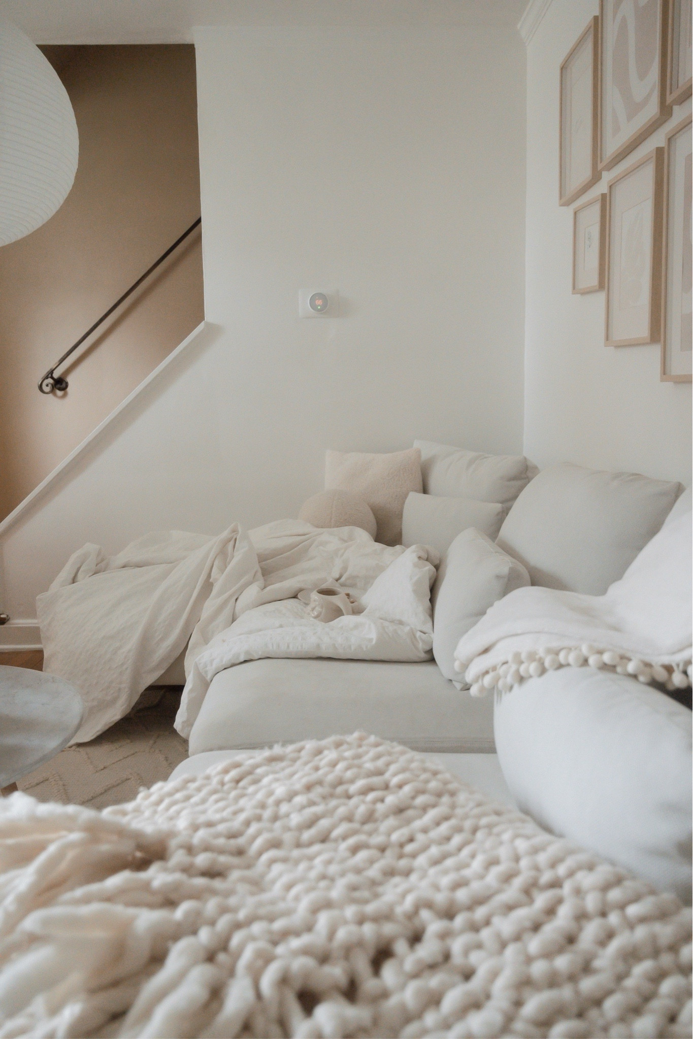 mid-day coziness 
—
living room, living room home decor, interior, home design, room, cozy, white couch, white sofa, chunky knit throw, throw pillows, neutral home, neutral living room, neutral interiors

#LTKHome