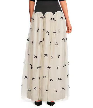 Never Fully Dressed Monika Tulle Scallop Drop Waist Bow Maxi Skirt | Dillard's | Dillard's