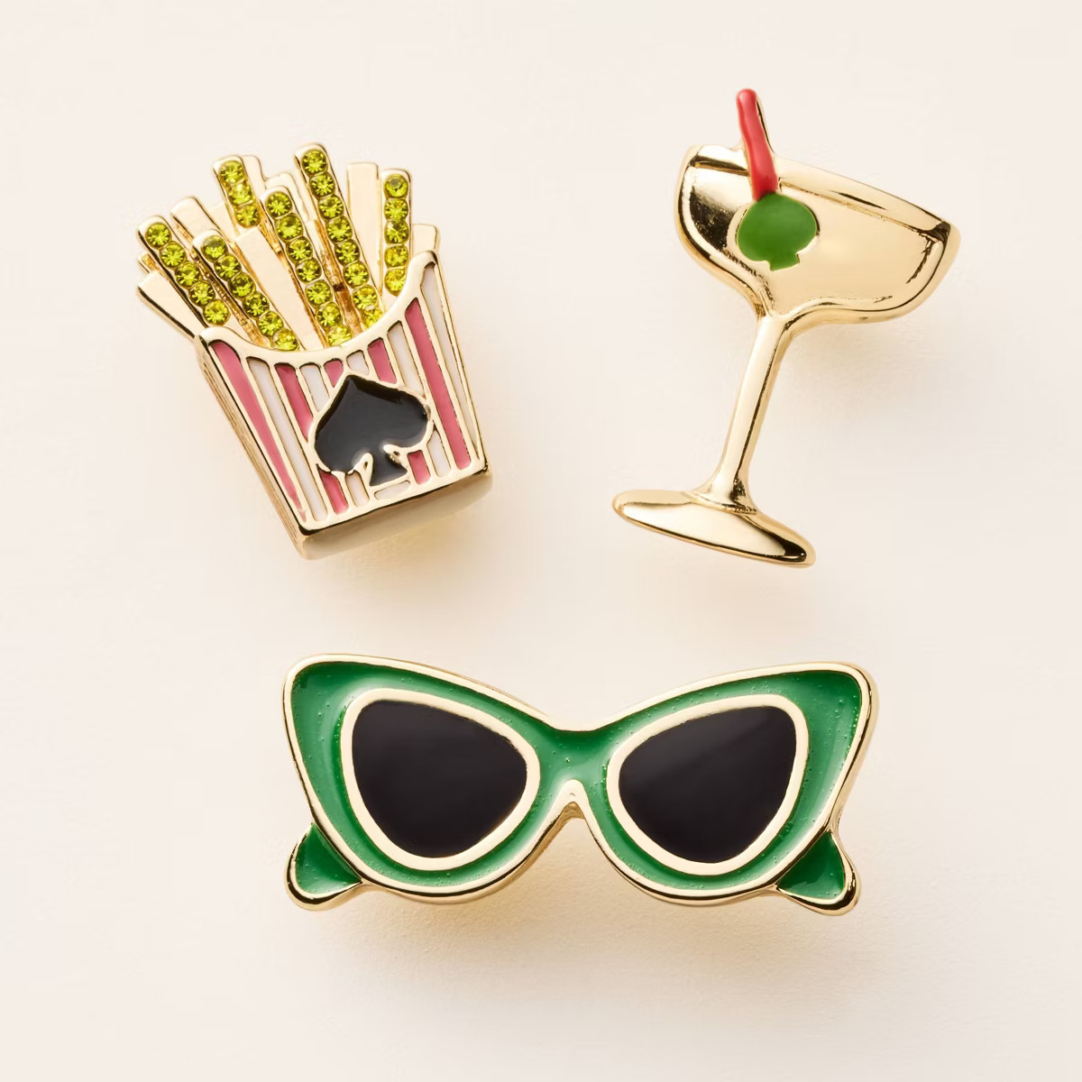 3pk Mixed Novelty Pin Set- kate spade new york x Target Green/Pink/Gold | Target