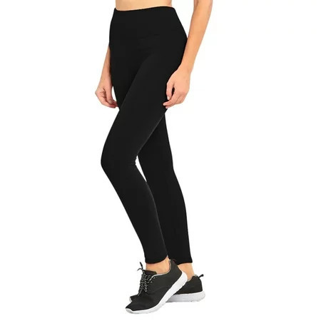 Black Wide Band Fleece Lined Womens Winter Leggings | Walmart (US)