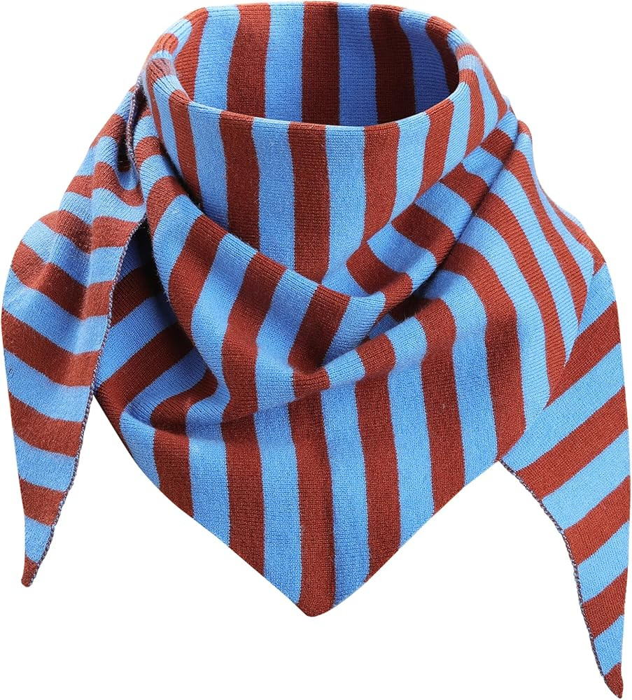 Molans Knitted Stripe Triangle Scarf for Women- 47inch Women's Warm Knit Shawl, Fashionable Blank... | Amazon (US)