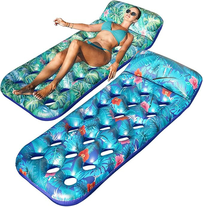 FindUWill Inflatable Pool Floats Raft - 2 Pack Inflatable Pool Float with Headrest for Adults, X-... | Amazon (US)