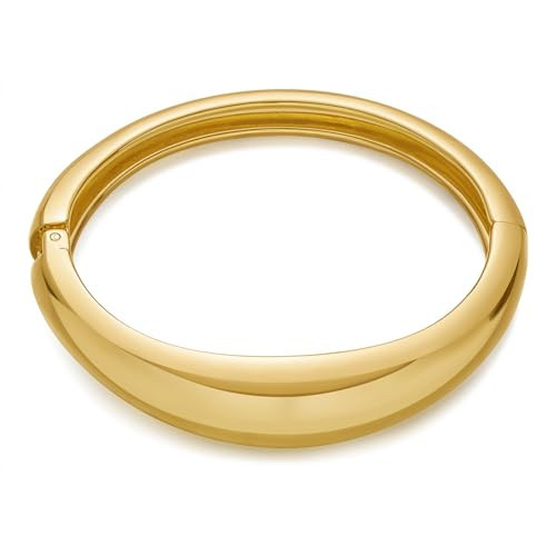 ENSKEFEN Polished Gold Bangle Bracelets for Women Trendy Asymmetrical Round Chunky Hinged Open Cuff Bangles Irregular Gold Statement Bracelets Minimalist Arm Cuff Bracelet | Amazon (US)