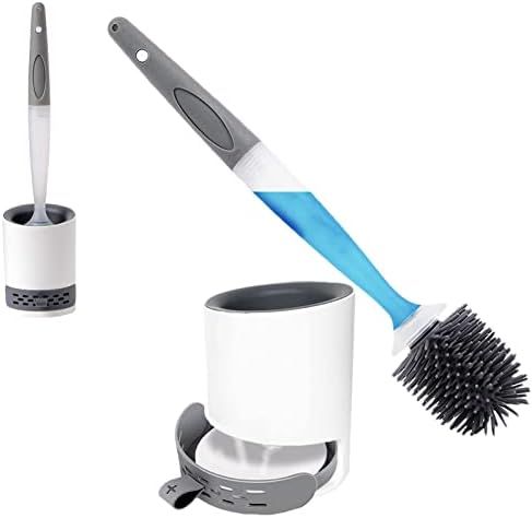 U+HOMORE Silicon Toilet Bowl Cleaning Brush Set,Wall Mount Toilet Brush Refillable Toilet Brush Diat | Amazon (US)