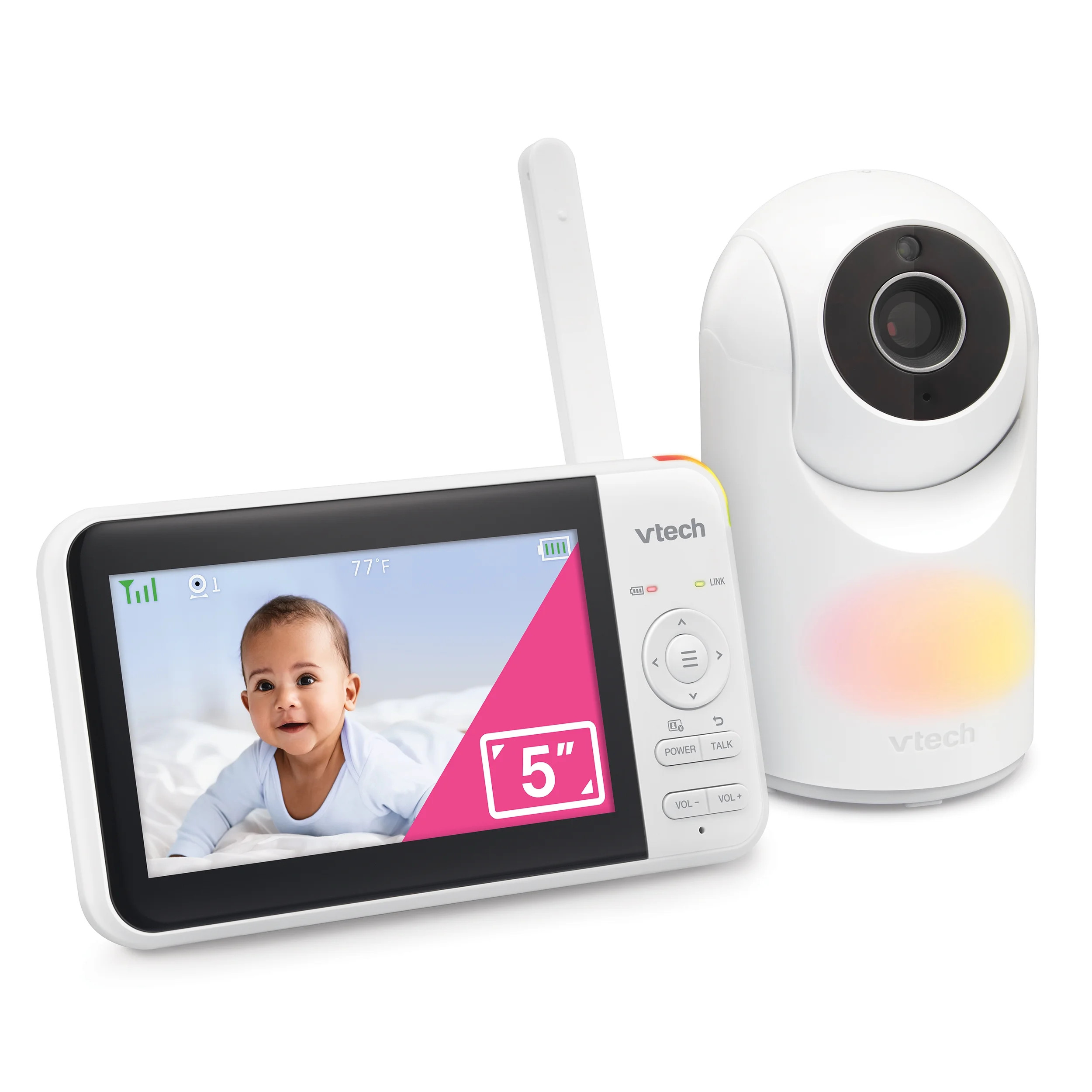 VTech 5 inch Digital Video Baby Monitor with Pan and Tilt and Night Light, VM5267 (White) | Walmart (US)