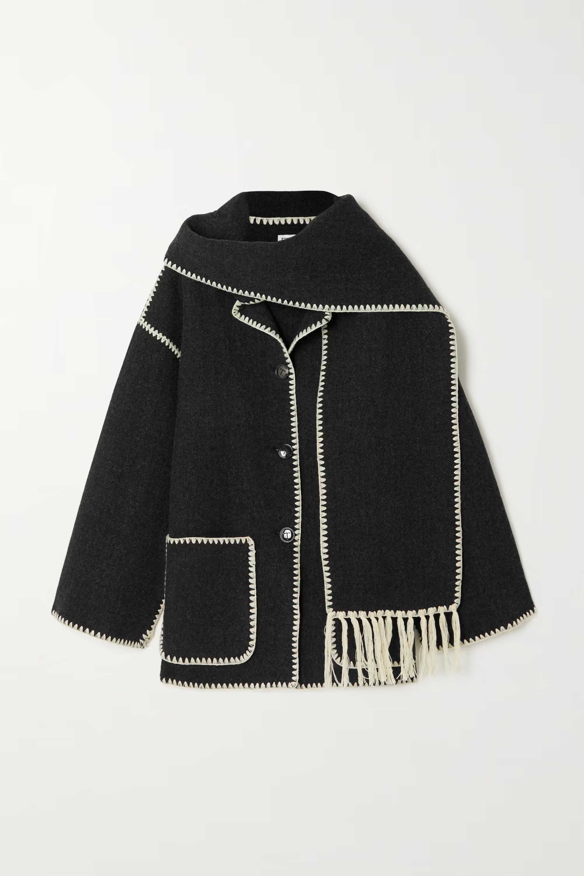 Draped fringed wool-blend jacket | NET-A-PORTER (US)