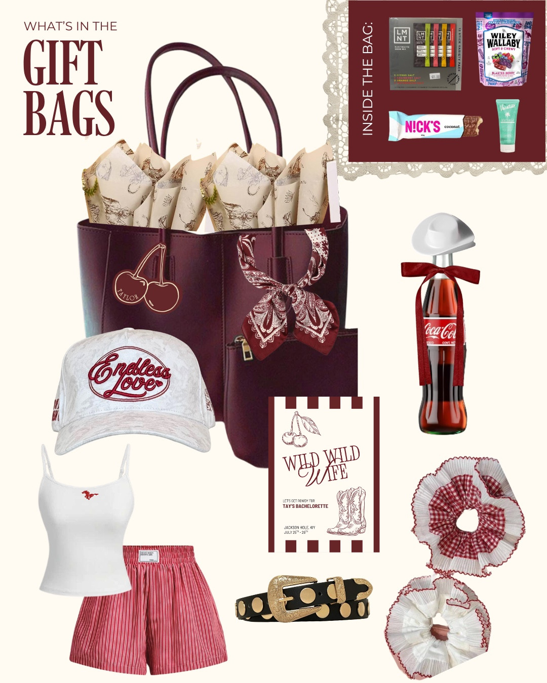 Bachelorette Gift Bags♥️🍒✨ Theme: Wild Wild Wife // a take on Cherry & cowboy! #cherry #cowboy #western #bach #bachelorette #bachtrip #bachgiftbag #bridesmaidgifts  

#LTKWedding #LTKFindsUnder50 #LTKStyleTip