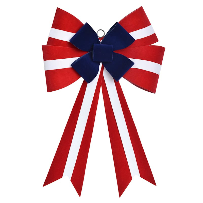 Red White & Blue Fabric Bow, 25" | At Home