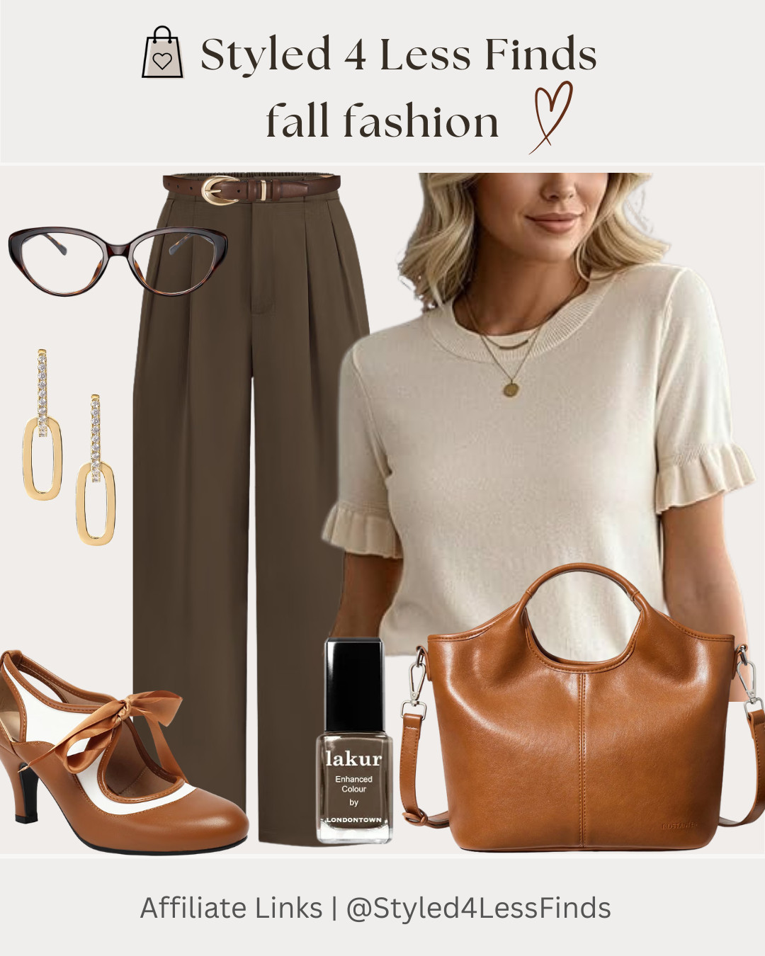 Fall neutrals are always a good idea! This cream ruffle-sleeve knit paired with chocolate-brown wide-leg trousers creates such an effortlessly polished look. Add a cognac handbag, matching heels, a classic belt and gold accessories for that elevated fall feel. ✨

Style Tip: Mix warm neutrals like cream, chocolate brown and cognac for a sophisticated tonal look. A defined waist with a belt also helps balance the volume of wide-leg trousers. 

 #LTKcanada #LTKfall #LTKworkwear
