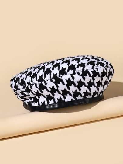 Houndstooth Print Beret | SHEIN