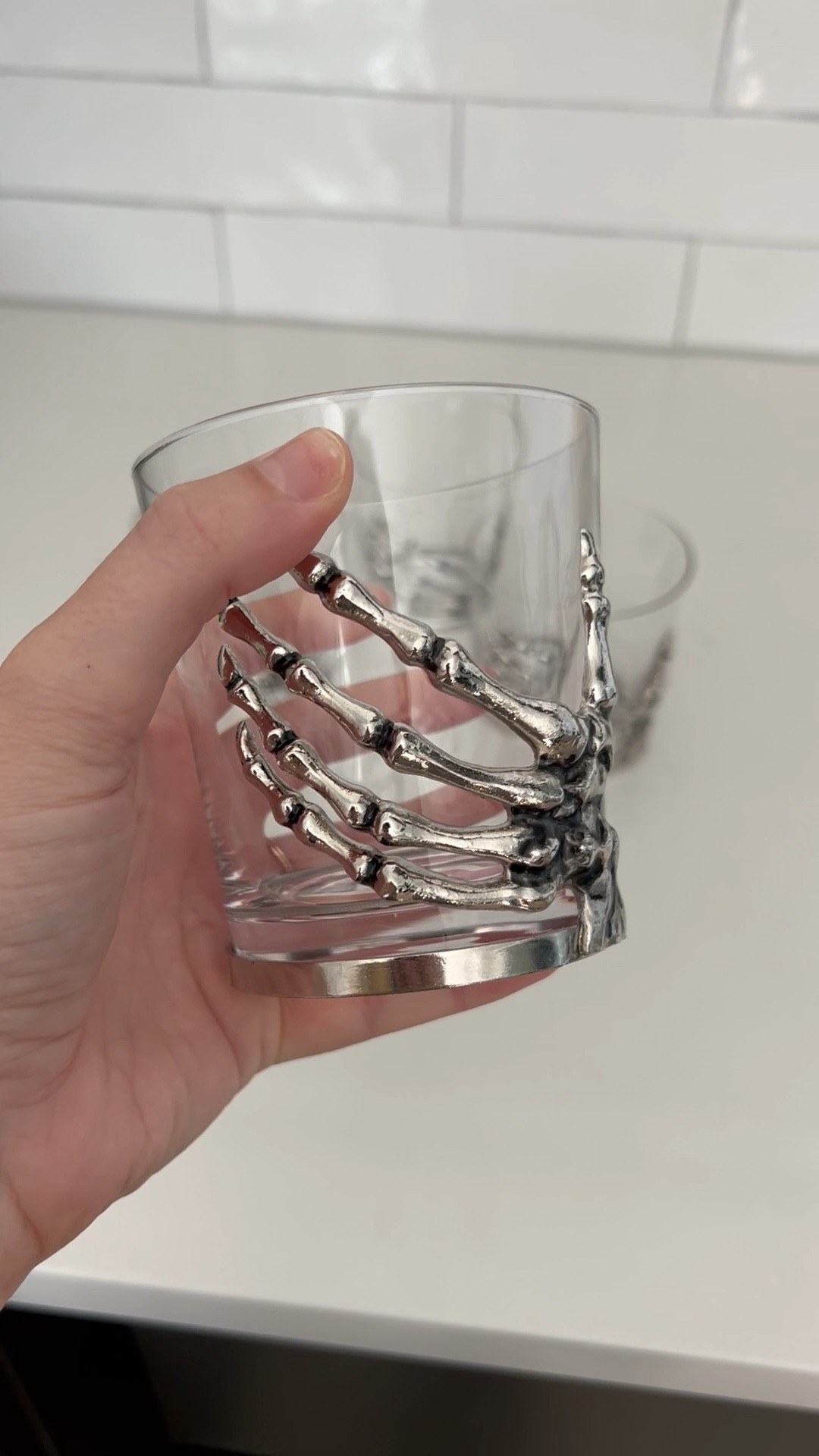 The cutest skeleton glasses from Pottery Barn! They are great as bourbon or whiskey glasses or even for a glass of wine! They would even be great for guests and serving water in! I love pieces like these because it is a classic piece that does not go out of style that you will be excited to pull out season after season!

Helena Decor, Pottery Barn decor, skeleton decor, Halloween party, fall decor, modern decor, kitchen, cooking, glassware,

#LTKstyletip #LTKhome #LTKSeasonal