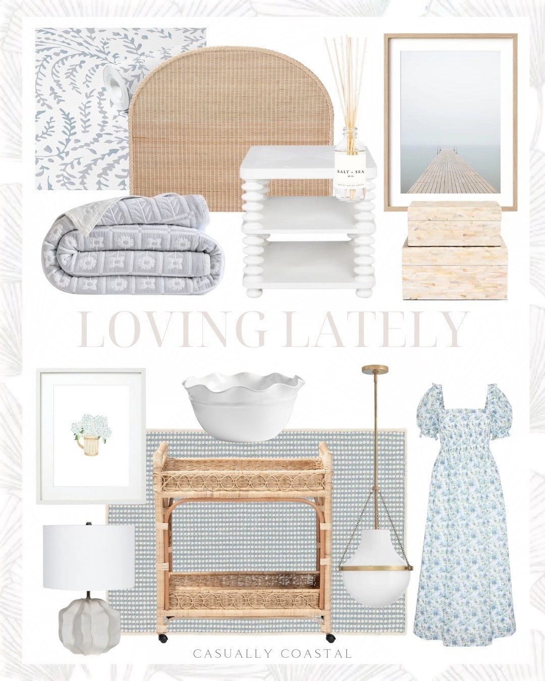 Loving Lately

Coastal home decor, coastal style, coastal dress, coastal wall art, coastal artwork, coastal bedding, coastal lighting, coastal bowl, coastal rug, coastal wallpaper, coastal lamp, peel and stick wallpaper, Amazon wallpaper, coastal headboard, sun bleached rattan headboard, which bedding, organic cotton jacquard floral coverlet, wayfair lamp table, Etsy wall art, sweet water decor salt & sea reed diffuser set, mother of pearl decorative boxes, wayfair rug, woven sisal/wool rug, ceramic mini lamp, teardrop single light pendant, Hill House Home Nap dress, maxi dress, blue and white dress, hydrangea artwork, party bucket, rattan kitchen cart

#LTKHome