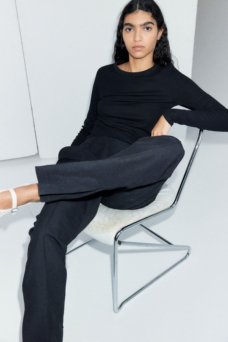 Ribbed modal-blend top - Black - Ladies | H&M GB | H&M (UK, MY, IN, SG, PH, TW, HK)