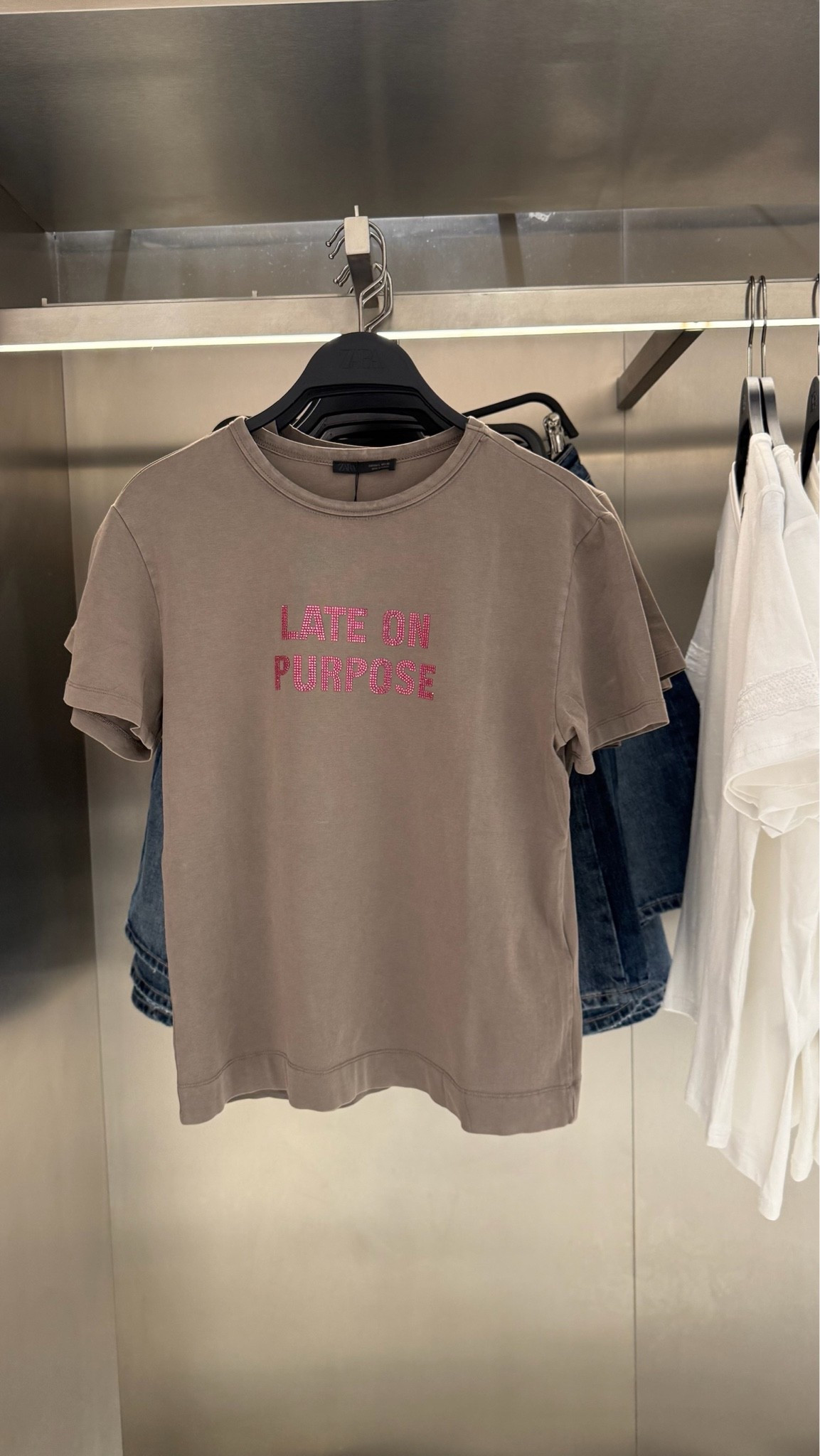 “Late on Purpose” pink rhinestone bedazzled tee! Perfect for pairing with denim!

#LTKootd