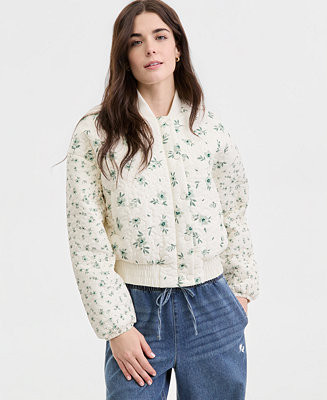 Juniors' Floral-Print Quilted Bomber Jacket | Macy's