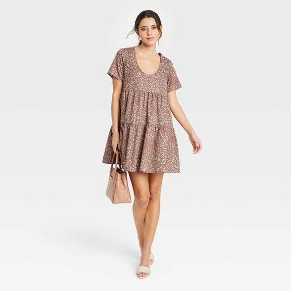 Women's Flutter Short Sleeve Tiered Dress - A New Day™ | Target