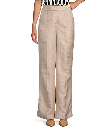 Calvin Klein Linen Blend High Waist Wide Leg Pants - 10 | Dillard's