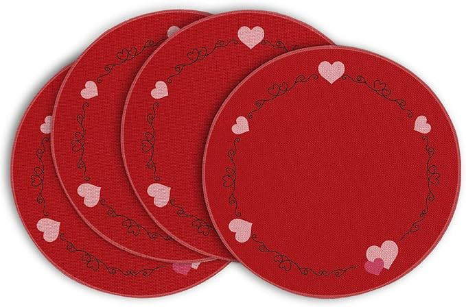 Artoid Mode Vintage Heart Valentines Day Round Placemats Set of 4, 14 Inch Seasonal Holiday Round... | Amazon (US)