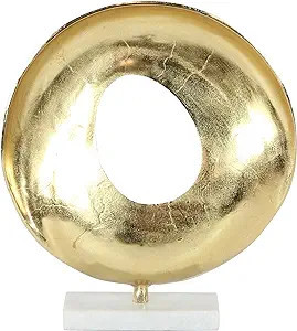 Deco 79 Aluminum Geometric Sculpture with Marble Base, 15" x 4" x 17", Gold | Amazon (US)