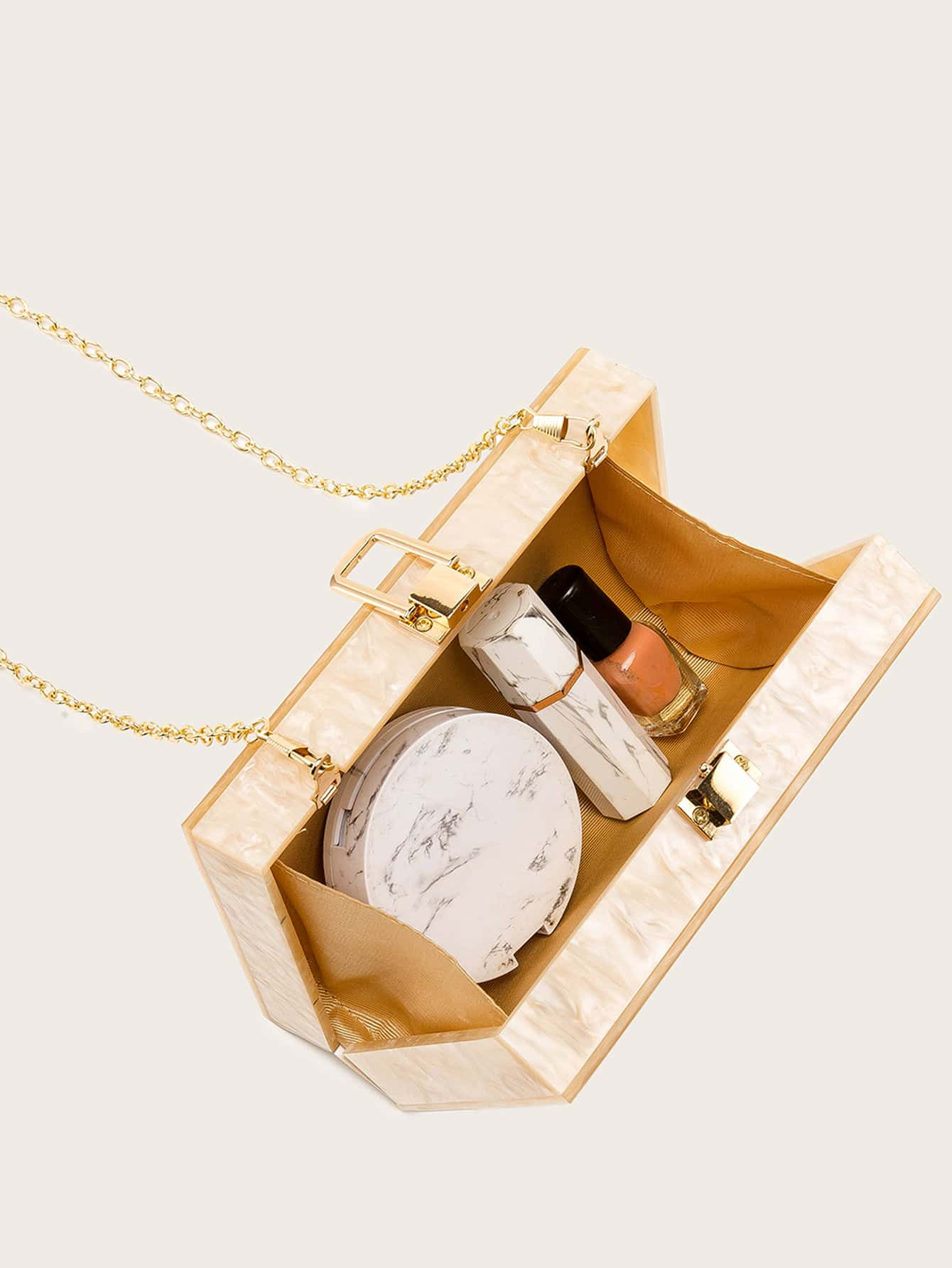 Marble Pattern Chain Box Bag | SHEIN