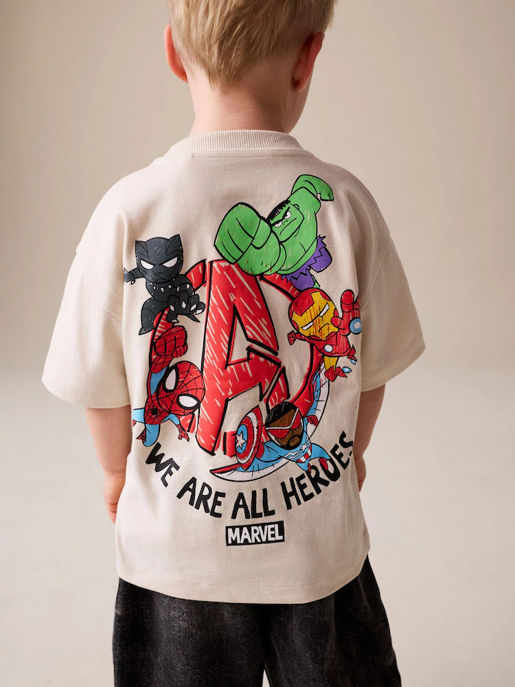Light Grey Marvel Short Sleeve Cotton T-Shirt (6mths-8yrs) | Next US