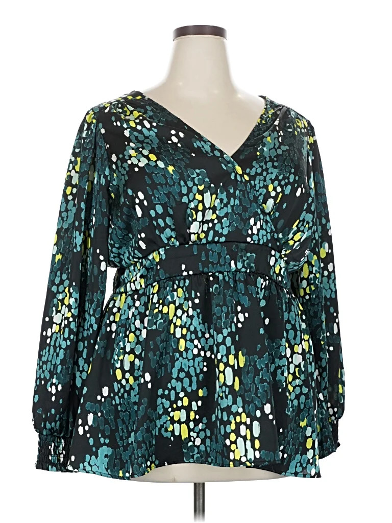 Torrid 100% Polyester Teal 3/4 Sleeve Blouse Size 2X Plus (2) - 57% off | ThredUp (US)