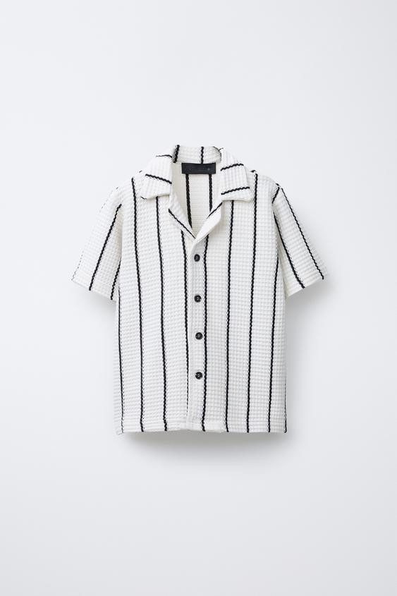 STRIPED CROCHET KNIT SHIRT | Zara US