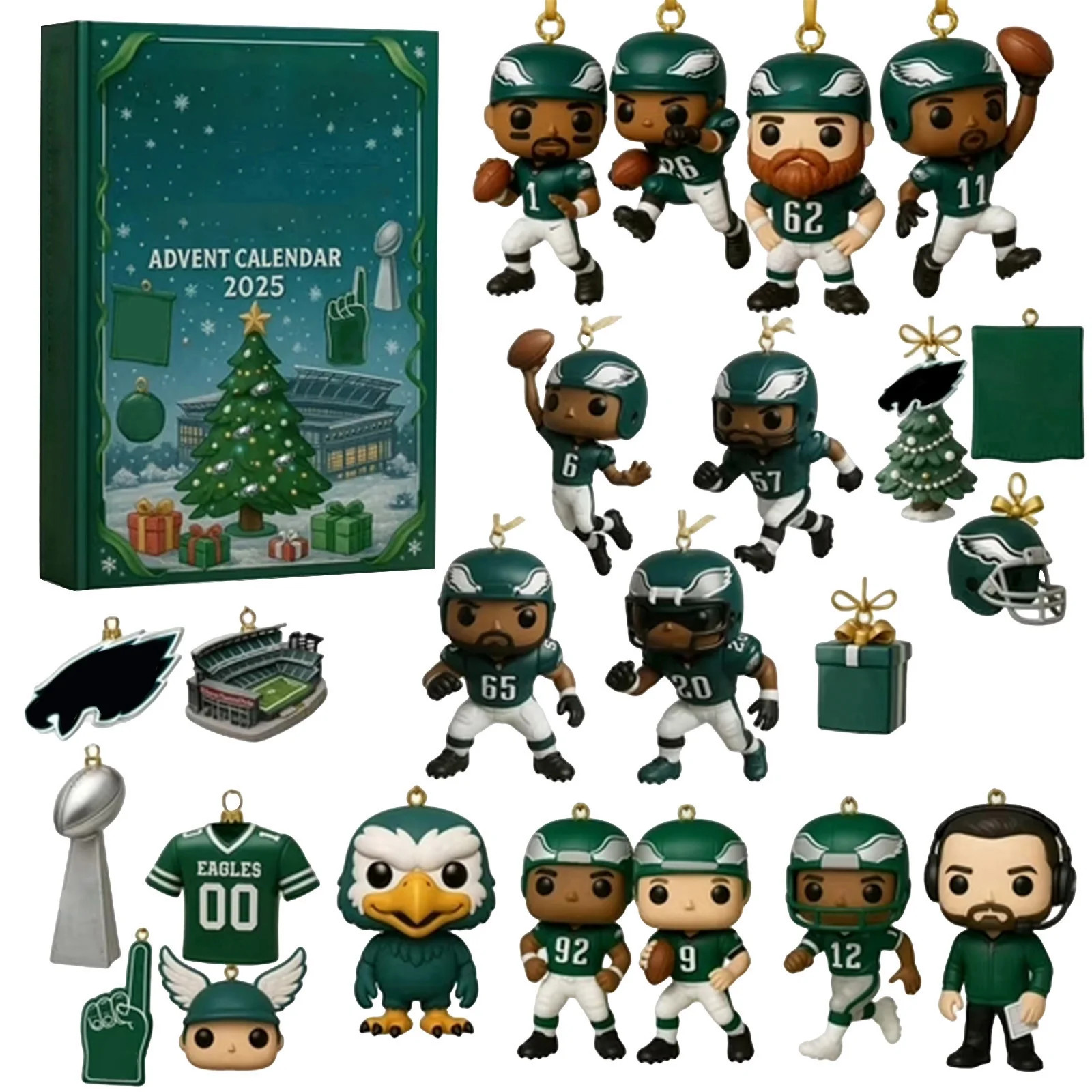 Eagles Advent Calendar 2025, 24 Days Christmas Countdown with 2D Football Player & Team Ornaments... | Walmart (US)