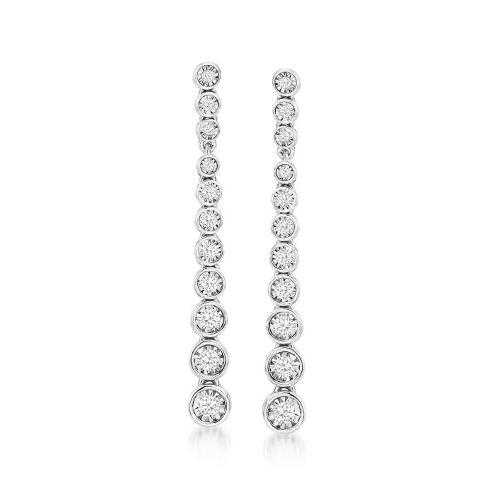 .50 ct. t.w. Bezel-Set Diamond Drop Earrings in Sterling Silver | Ross-Simons