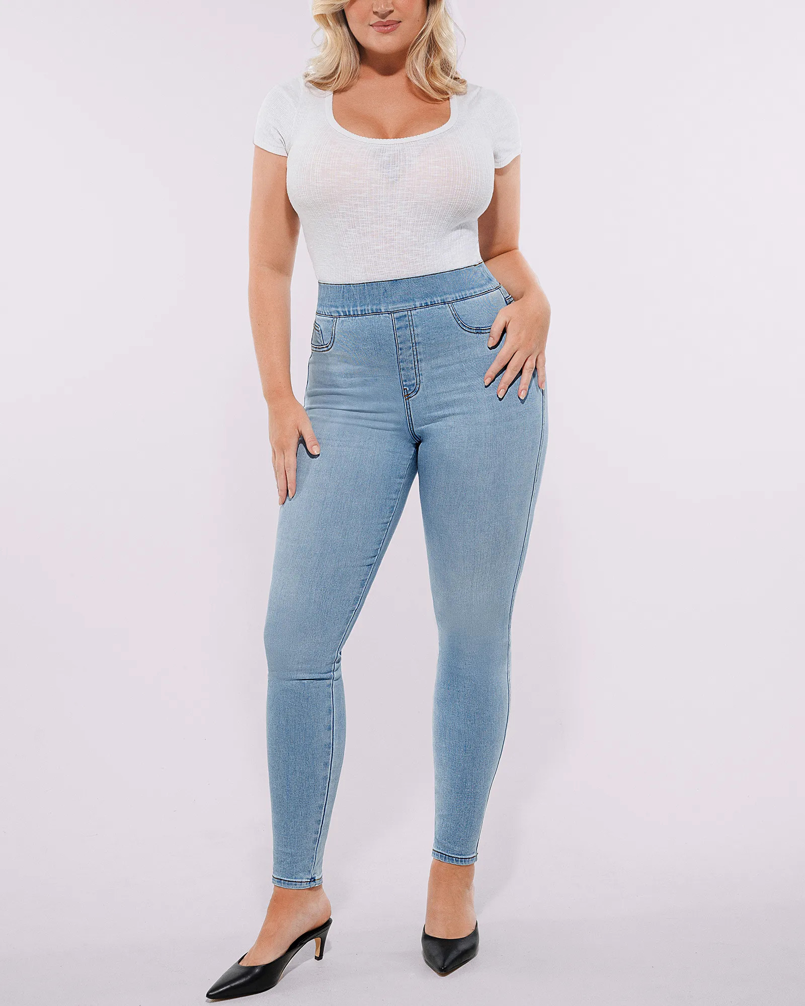 Bare Essentials™ High-Waisted Padded Hip Skinny Jeans | Shapellx Affiliate Program