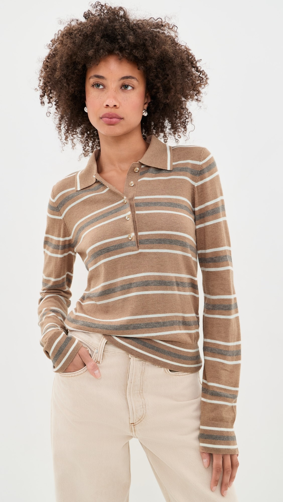 Mayra Stripe Knit Polo Top | Shopbop